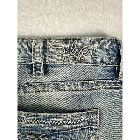 Silver Jeans Lola 17" Women 33x33 Wide Leg Destroyed Embroidered Pockets - Picture 9 of 10